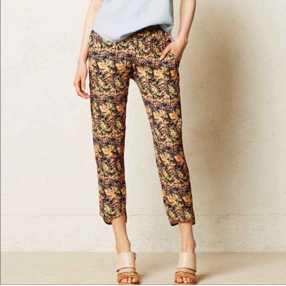 Anthropologie La Vi Boho Floral High-Rise Tapered 90s Retro Crop Ankle Pants M